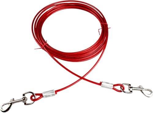 Hundeleinenkabel mit 360° drehbarem, abschließbarem Haken, 3 m, robuste Hundeleine, für Hof, Outdoor, Garten, Camping, Rot Hundeleinenkabel mit 360° drehbarem, abschließbarem Haken, 3 m, robuste Hundeleine, für Hof, Outdoor, Garten, Camping, Rot von XzhixiangKing