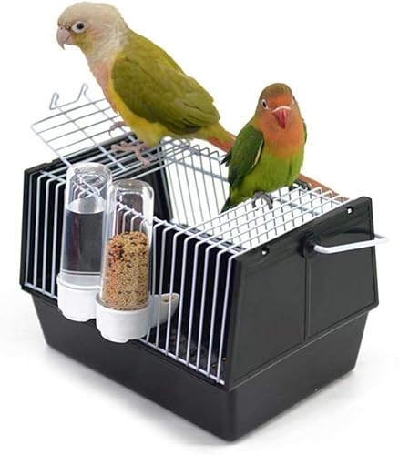 Kleiner Vogel-Reisekäfig, mit 2 Futterspendern, tragbarer Vogelkäfig für Kleintiere von XzhixiangKing