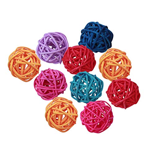 XzhixiangKing Sepak Takraw Weidenzweig-Bälle, bunte dekorative Kugeln, kleine Rattan-Kugel, Weidenkugel, Vögel, Spielzeug, Basteldekoration, 10 Stück von XzhixiangKing