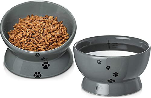 Y YHY Katzenfutternäpfe Keramik 2er Set, 120ml Katzen Futternapf und 450ml Katzen Wassernapf, Katzenfutter Erhöhtes, Geneigte Katzenfutterschalen Erhöhte, Grau Y YHY Katzenfutternäpfe Keramik 2er Set, 120ml Katzen Futternapf und 450ml Katzen Wassernapf, Katzenfutter Erhöhtes, Geneigte Katzenfutterschalen Erhöhte, Grau von Y YHY