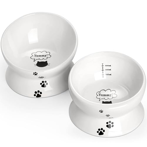 Y YHY Katzenfutternäpfe Keramik 2er Set, 120ml Katzen Futternapf und 450ml Katzen Wassernapf, Katzenfutter Erhöhtes, Geneigte Katzenfutterschalen Erhöhte, Weiß Y YHY Katzenfutternäpfe Keramik 2er Set, 120ml Katzen Futternapf und 450ml Katzen Wassernapf, Katzenfutter Erhöhtes, Geneigte Katzenfutterschalen Erhöhte, Weiß von Y YHY