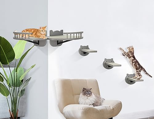 Katzenwandregale, Katzenregale und Sitzstangen für Wand, Holz Katzenregale Wandhalterung, Katzenwandmöbel mit 3 Katzenwandstufen Katzenkratzbaum, Indoor Cat Climbing Shelf für Wohnzimmer, Schlafzimmer Katzenwandregale, Katzenregale und Sitzstangen für Wand, Holz Katzenregale Wandhalterung, Katzenwandmöbel mit 3 Katzenwandstufen Katzenkratzbaum, Indoor Cat Climbing Shelf für Wohnzimmer, Schlafzimmer von Y&ME YM