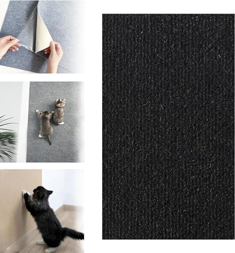 DIY Climbing Cat Scratcher Mat,Wall Mounted Cat Scratcher Climber Pad,Trimmable Self-Adhesive Cat Scratching Carpet,Replacement for Cat Tree Shelf Shelves,for Couch,Wall,Bed (Black,30x100cm) von YAERLE