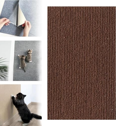 DIY Climbing Cat Scratcher Mat,Wall Mounted Cat Scratcher Climber Pad,Trimmable Self-Adhesive Cat Scratching Carpet,Replacement for Cat Tree Shelf Shelves,for Couch,Wall,Bed (Brown,30x100cm) von YAERLE