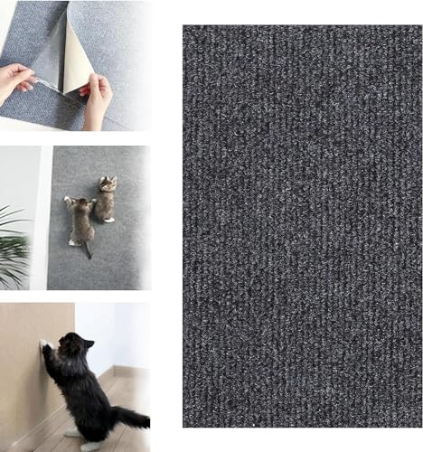 DIY Climbing Cat Scratcher Mat,Wall Mounted Cat Scratcher Climber Pad,Trimmable Self-Adhesive Cat Scratching Carpet,Replacement for Cat Tree Shelf Shelves,for Couch,Wall,Bed (Dark Gray,30x100cm) von YAERLE