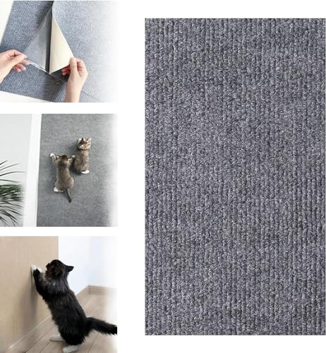 DIY Climbing Cat Scratcher Mat,Wall Mounted Cat Scratcher Climber Pad,Trimmable Self-Adhesive Cat Scratching Carpet,Replacement for Cat Tree Shelf Shelves,for Couch,Wall,Bed (Light Gray,30x100cm) von YAERLE
