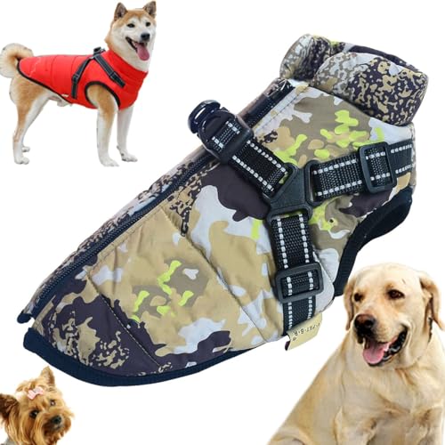 Sport – Wasserdichte Winterjacke mit integriertem Geschirr, Hundejacke mit Geschirr, kleiner Hundemantel mit integriertem Geschirr, reflektierende und verstellbare, bequeme Haustierweste ( Color : Cam Sport – Wasserdichte Winterjacke mit integriertem Geschirr, Hundejacke mit Geschirr, kleiner Hundemantel mit integriertem Geschirr, reflektierende und verstellbare, bequeme Haustierweste ( Color : Cam von YAERLE