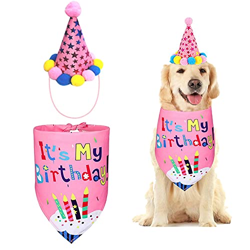 Geburtstagstuch, Halstuch, für Welpen, Hunde, Dreieck, Baumwolle, Hunde-Schal, Welpen, Geburtstagsparty, Hut, Hunde-Schal, Happy Birthday Banner für Hund Geburtstagsdekoration von YAGE