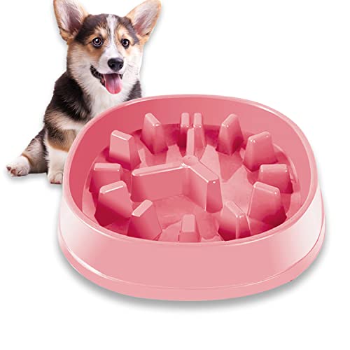 Hundenapf für langsames Fressen, für große und mittelgroße Hunde, Katzen, Welpen, Futternapf, Puzzle, um Blähen und Ersticken zu verhindern (Rosa) von YAGE