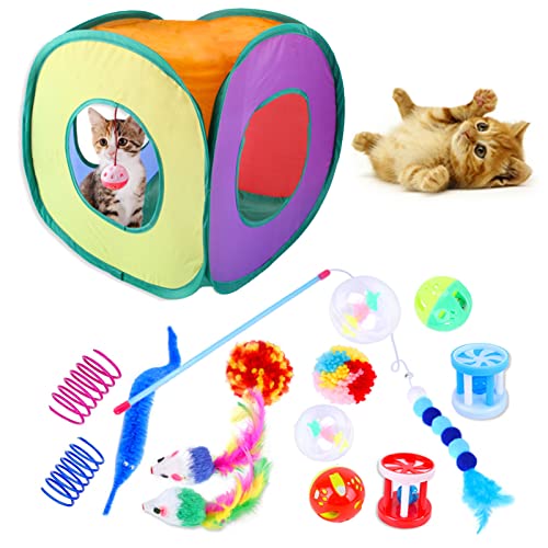 YAGE Katzenspielzeug-Set, 15 Stück Kätzchenspielzeuge, interaktives Katzen Spielzeug, für Zelt, Katzen, Federn, Zauberstab, Zelt Innenkatzen Spielzeug- Cats Toys von YAGE