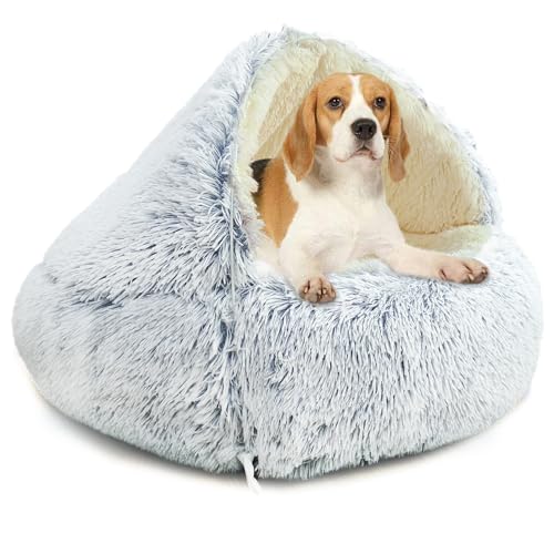 YAGE Hundebett 65 cm, Kapuze mit Stützen – flauschiges, beruhigendes Haustierbett, geeignet für Haustiere unter 20 kg, mit abnehmbarem, waschbarem Bezug, luxuriöses, superweiches Haustier-Höhlenbett, von YAGE