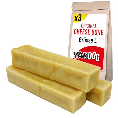 YAKDOG – Käsesticks für Hunde – Langanhaltende Kausnacks – 100% Natürlich – Traditionell aus dem Himalaya – Hergestellt in Belgien – L - 3 Stück von YAKDOG