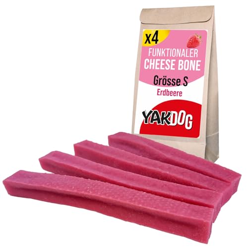 YAKDOG Gesundheit+ - Käse-Kausnacks Für Hunde S - Erdbeere Relax - Beruhigend & Verdauungsfördernd - Schlafhilfe - Lang Anhaltender Snack - 100% Natürlich - Himalaya-Rezept - Hergestellt In Belgien von YAKDOG