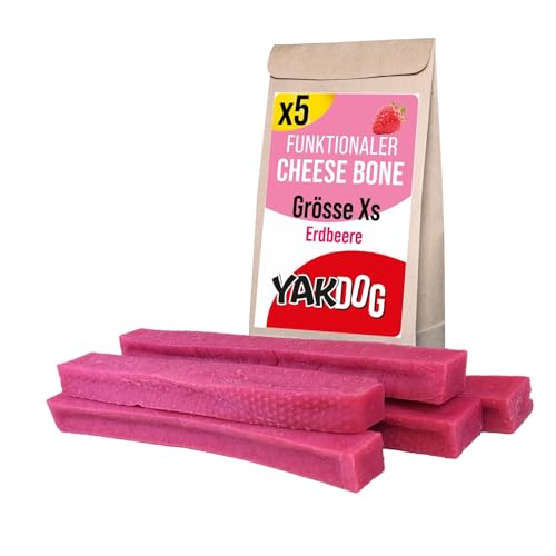 YAKDOG Gesundheit+ - Käse-Kausnacks Für Hunde XS - Erdbeere Relax - Beruhigend & Verdauungsfördernd - Schlafhilfe - Lang Anhaltender Snack - 100% Natürlich - Himalaya-Rezept - Hergestellt In Belgien von YAKDOG
