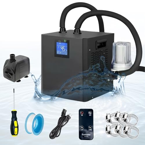 Eisbad-Wasserkühler, 87 Gallonen Wasserkühlsystem, 1/3 PS verbesserter Eisbad-Kühler mit externer Filter-Wasserpumpe, Filterrückgewinnungskühler mit LED-Anzeige, Rohr, Wasserpumpe, Fernbedienung von YAKUST