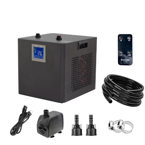 YAKUST Aquarium-Kühler mit LED-Display, 132 Liter, 1/2 PS aktiver Aquakühler für Axolotl, Wasserkühler mit Pumpe, Düsen und Reifen, ideal für Korallenriffgarnelen YAKUST Aquarium-Kühler mit LED-Display, 132 Liter, 1/2 PS aktiver Aquakühler für Axolotl, Wasserkühler mit Pumpe, Düsen und Reifen, ideal für Korallenriffgarnelen von YAKUST