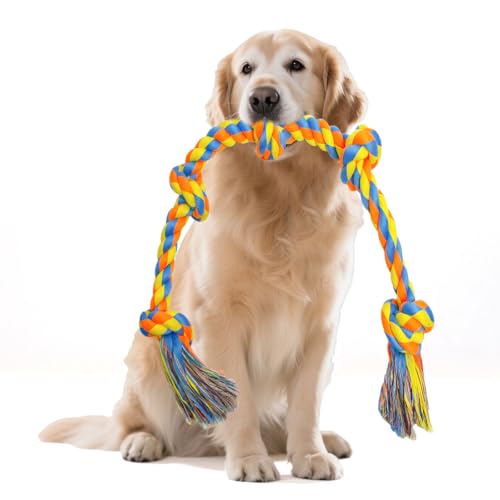 YALAVA 90 cm großes Hundespielzeug für aggressive Kauer, 5 Knoten, robustes Kauspielzeug für die Zahnreinigung, Baumwollseil, Hundespielzeug YALAVA 90 cm großes Hundespielzeug für aggressive Kauer, 5 Knoten, robustes Kauspielzeug für die Zahnreinigung, Baumwollseil, Hundespielzeug von YALAVA