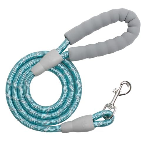 YALAVA Hundeleine, 1,5 m, mit bequemem, grauem, gepolstertem Griff, 1,27 cm, strapazierfähiges, stark reflektierendes Seil und um 360° drehbarer Haken zum Gehen, Laufen, Training, Blau von YALAVA