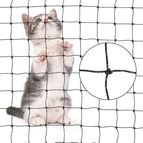 YALYAYA Katzennetz mit Stahldraht – verstärktes Anti-Kau-Balkonnetz, inklusive Befestigungsset, unsichtbar & wetterfest, Netz ideal für Katzengehege Outdoor/Garten und Katzenfensterschutz (2 x 3 m) von YALYAYA