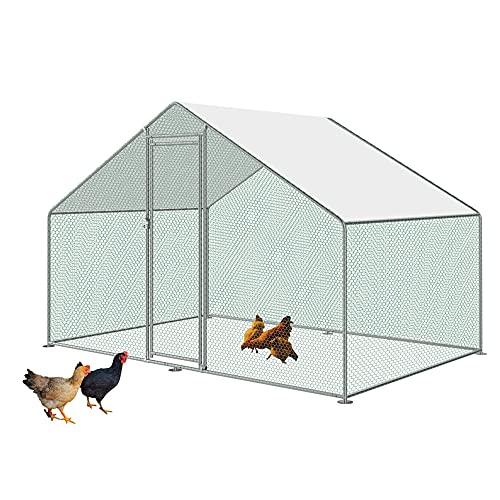 Metall-Hühnerstall, begehbarer Käfig mit großer Abdeckung für Gartenstall, für draußen, Kaninchen, Geflügel, 3 x 3 m von YAMISSI