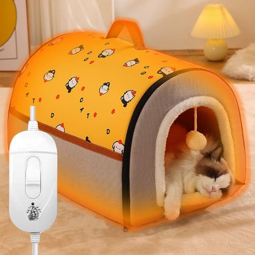 YANBI Katzenbett Katzenhaus Erhitzte Haustierbett mit Griff, Waschbares Katzenbett Höhlentunnel Katzenbett für Hauskatzen, Abnehmbares Heizkissen, Weiche Katzentoilette (Size : M) von YANBI