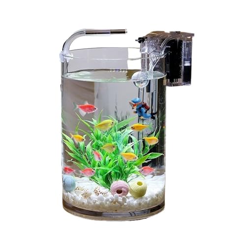 Aquarien Glas Fisch Aquarium Wohnzimmer Büro Desktop Kleine Zylindrische Transparent Goldfisch Fisch Aquarium Wohndeko(30x25cm) von YANG11FAN