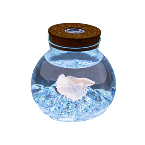 Aquarium Becken LED-Licht, Kleines Fischglas Aus Glas Mit Dekoration, Ideal Für Blumen Oder Als Fischglas, 13,8 X 12 cm,A von YANGMIAN