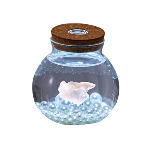 Aquarium Becken LED-Licht, Kleines Fischglas Aus Glas Mit Dekoration, Ideal Für Blumen Oder Als Fischglas, 13,8 X 12 cm,C von YANGMIAN