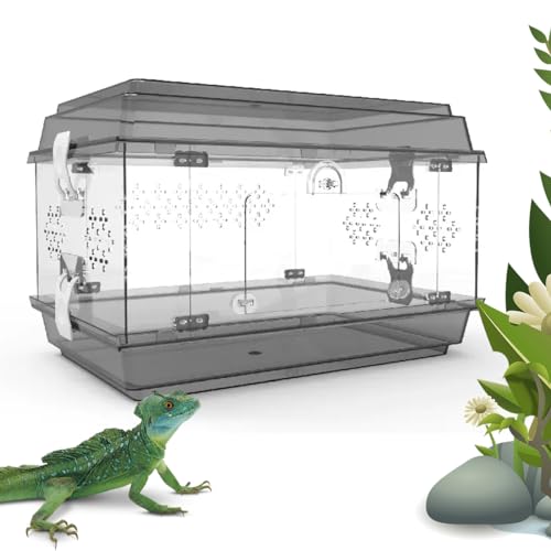 Reptilien-Terrarium 40 X 30,6 X 30 cm. Acrylmaterial, Hochtransparent, Einfach Zu Montieren Und Zu Reinigen, Flucht Vermeiden,B von YANGMIAN
