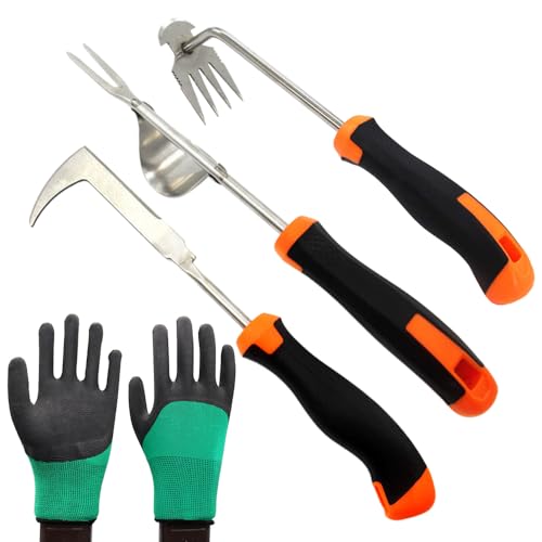 YUNFUN 3 Stück Unkrautstecher Edelstahl, Unkrautstecher mit Gummigriff, Unkrautjäter mit Griff, Unkraut Entferner Gerät, Gartenwerkzeug, Einfache Lagerung, für Garten Jäten, Umpflanzen, Entwurzeln YUNFUN 3 Stück Unkrautstecher Edelstahl, Unkrautstecher mit Gummigriff, Unkrautjäter mit Griff, Unkraut Entferner Gerät, Gartenwerkzeug, Einfache Lagerung, für Garten Jäten, Umpflanzen, Entwurzeln von YANGUN