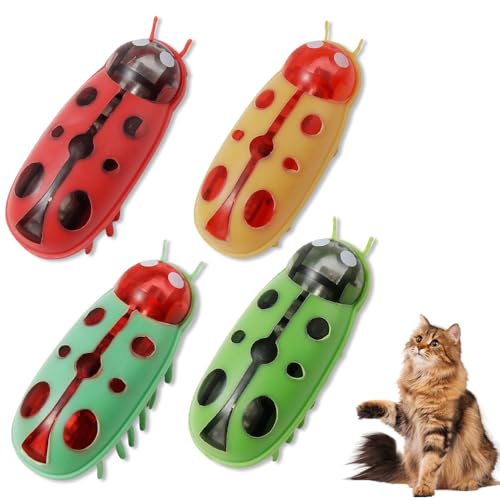YANGUN Mini Käfer Interaktives Katzenspielzeug, 4 Stück Katzenspielzeug Interaktiv, Fluchthindernis Automatisches Umdrehen Batteriebetriebenes Haustier Spielspielzeug Für Katzen Kätzchen Training YANGUN Mini Käfer Interaktives Katzenspielzeug, 4 Stück Katzenspielzeug Interaktiv, Fluchthindernis Automatisches Umdrehen Batteriebetriebenes Haustier Spielspielzeug Für Katzen Kätzchen Training von YANGUN