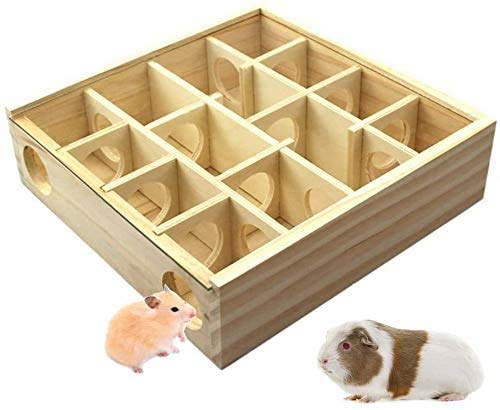 YANGWX Labyrinth Hamsterspielzeug aus Holz, lustig, Spielzeug Tunnel für kleine Tiere für Hamster, Mäuse, andere kleine Tiere (25 x 25 x 7 cm) von YANGWX