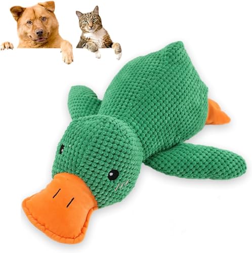 YANGYANGDA Ente Hundespielzeug, niedlich, keine Füllung, mit weichem Quietscher, langlebig, quietschendes Hundespielzeug (grün) von YANGYANGDA