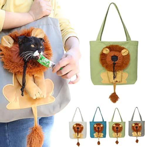 YANGYANGDA Tragbare Katzen Kleine Haustier Canvas Tote Brusttasche, Niedliche Löwenform Haustier Canvas Schultertasche Katzentrage, Haustier Tragetasche für kleine Hunde und Katzen Haustier Zubehör (A) von YANGYANGDA