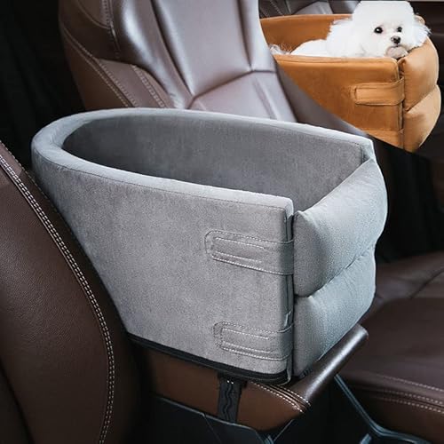 YANGYANGDA Welpenautositz Mittelkonsole Hundesitz mit Sicherheitsschnalle Mittelkonsole Hundeautositz Autositz für Hunde Klein 2,3-6,8 kg (Grau) von YANGYANGDA