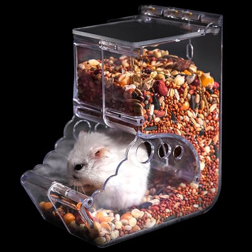 Automatischer Hamsterfutterautomat, Acryl Hamsterfutterautomat, Futterspender Transparentes Acryl, Hamster Futterspender, für Hamstern, Meerschweinchen, Mini-Igeln und Anderen Kleintieren von YANJINGHE