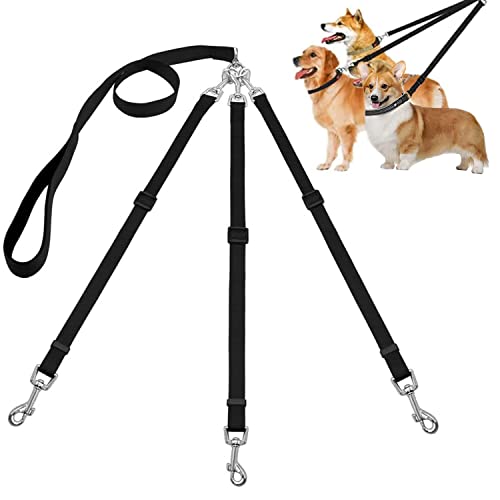 Haustier Hund Führen Leine Kette, Hundeleine Leine, Hundeleine Nylon, 3-in-1-Hundeleinen, Verstellbar, für Gehen Trainieren Joggen, für Mittlere, Kleine Hunde, Mehrere Haustiere, für 1,2 Oder 3 Hunde von YANJINGHE
