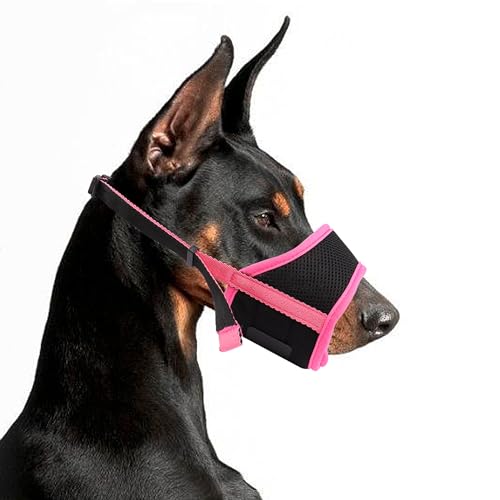 Maulkorb für Hunde, weich, atmungsaktiv und langlebig, Nylon, verhindert Beißen und Fressen, großartige Wahl für Spaziergänge und Tierärzte, für kleine, mittelgroße und große Hunde (Roseo, XS) von YAODHAOD