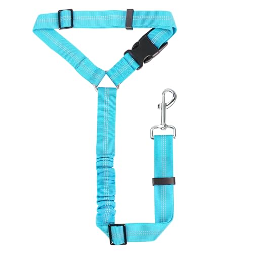 Sicherheitsgeschirr Hund, Einstellbar mit Elastischer Buffer, 360° Drehkarabiner Nylon Haustier Sicherheitsgurte Heavy Duty Auto Geschirr für Hunde (Himmelblau, Kopfstütze Typ) von YAODHAOD