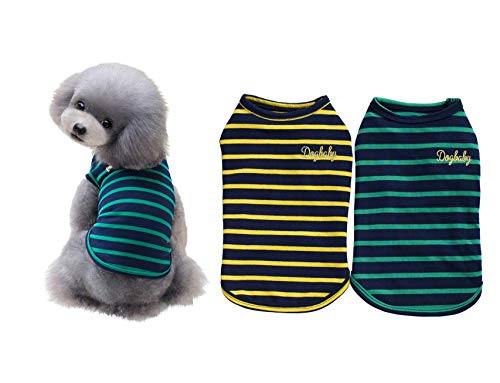 YAODHAOD 2er Pack Gestreiftes Hundeshemd Haustierkleidung Welpen Baumwolle T-Shirts Super Weich Cat Tank Weste T-Shirt Atmungsaktiv dehnbar für kleine extra kleine mittlere Hunde oder Katzen (XL) von YAODHAOD