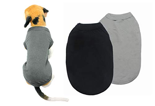 YAODHAOD Cotton Hundekleidung Einfarbige Hunde T-Shirts Kleidung, Sonnenschutz Hund Baumwollhemden Weich und atmungsaktiv, Hundehemden Bekleidung Fit für kleine mittlere Hundekatze(Schwarz/Grau, M von YAODHAOD