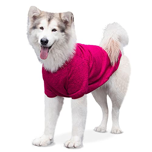 YAODHAOD Große Hundekleidung, Hundepullover für große Hunde, Strickware, Pullover, weich, dick, warm, Winterpullover für Hunde (5XL, rot) von YAODHAOD
