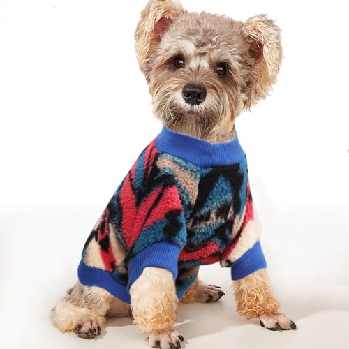 YAODHAOD Hund Pullover für kleine Hunde, Fleece Hund Pullover, Ethnische Stil Hund Winterkleidung, Ultra weiche thermische Winter warme Welpen Sweatshirt, Haustier Pullover (M, Rosa) von YAODHAOD