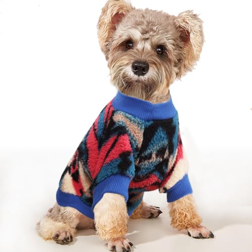 YAODHAOD Hund Pullover für kleine Hunde, Fleece Hund Pullover, Ethnische Stil Winterkleidung, Ultra weiche thermische Winter warme Welpen Sweatshirt (XS, Rosa) von YAODHAOD