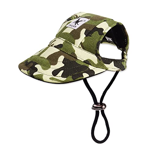 YAODHAOD Hunde-Baseballkappe, verstellbar, für Outdoor-Sport, Sonnenschutz, Baseball-Mütze, für Haustiere, lässige Kappe, Sonnenhaube mit Ohrlöchern, Sommer-Reise-Sport-Hut (Camouflage, Größe L) von YAODHAOD