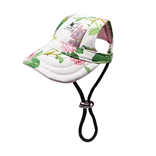 YAODHAOD Hunde-Baseballkappe, verstellbar, für Outdoor-Sport, Sonnenschutz, Baseballkappe, mit Ohrlöchern, für Sommer, Reisen, Sport, Outfit (Blumen, Größe XL) von YAODHAOD