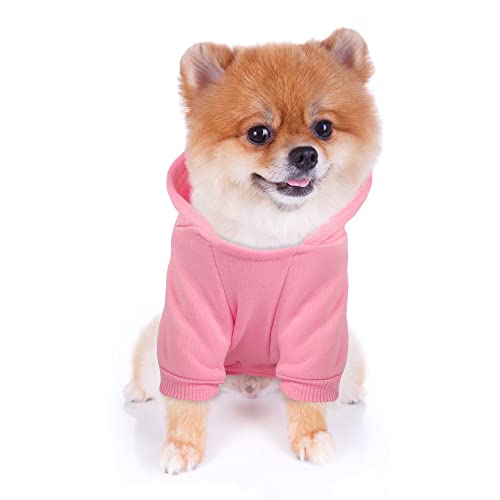 YAODHAOD Hunde-Kapuzenpullover, einfarbig, für Frühling und Herbst, lässiger Sport, für Kätzchen und Welpen (XL, Pink) von YAODHAOD