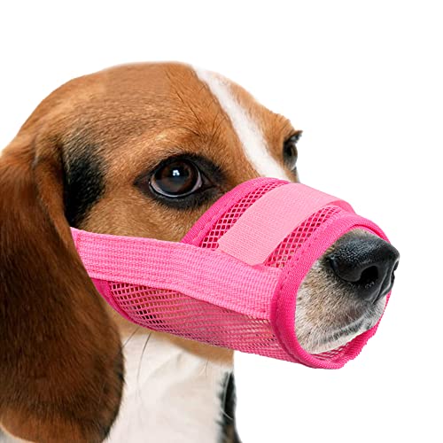 YAODHAOD Hunde Maulkorb,Nylon-Mesh, atmungsaktiv und bequem,schnell sitzende Hundemündung mit verstellbaren Trägern,erhindert Das Beißen,Kauen Und Bellen(S, Pink) von YAODHAOD