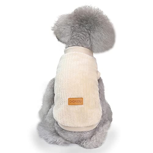 YAODHAOD Hundepullover, Hundekleidung, Plüsch, weich, dick, warm, für Winter, Hunde, Katzen, Aprikose (weiß, S) von YAODHAOD