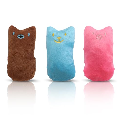 YAODHAOD Katzenminze-Spielzeug für Katzen, 3 Stück, Katzenminze, Spielzeug zur Zahnreinigung, interaktives Katzen-Kicker-Spielzeug, mit Katzenminze gefüllte (Cartoon Emoticon Puppe) von YAODHAOD
